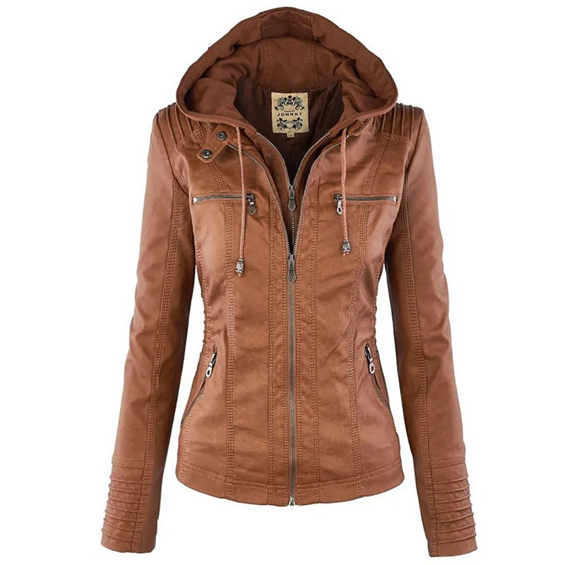 Giacca con Cappuccio da Donna in Ecopelle
