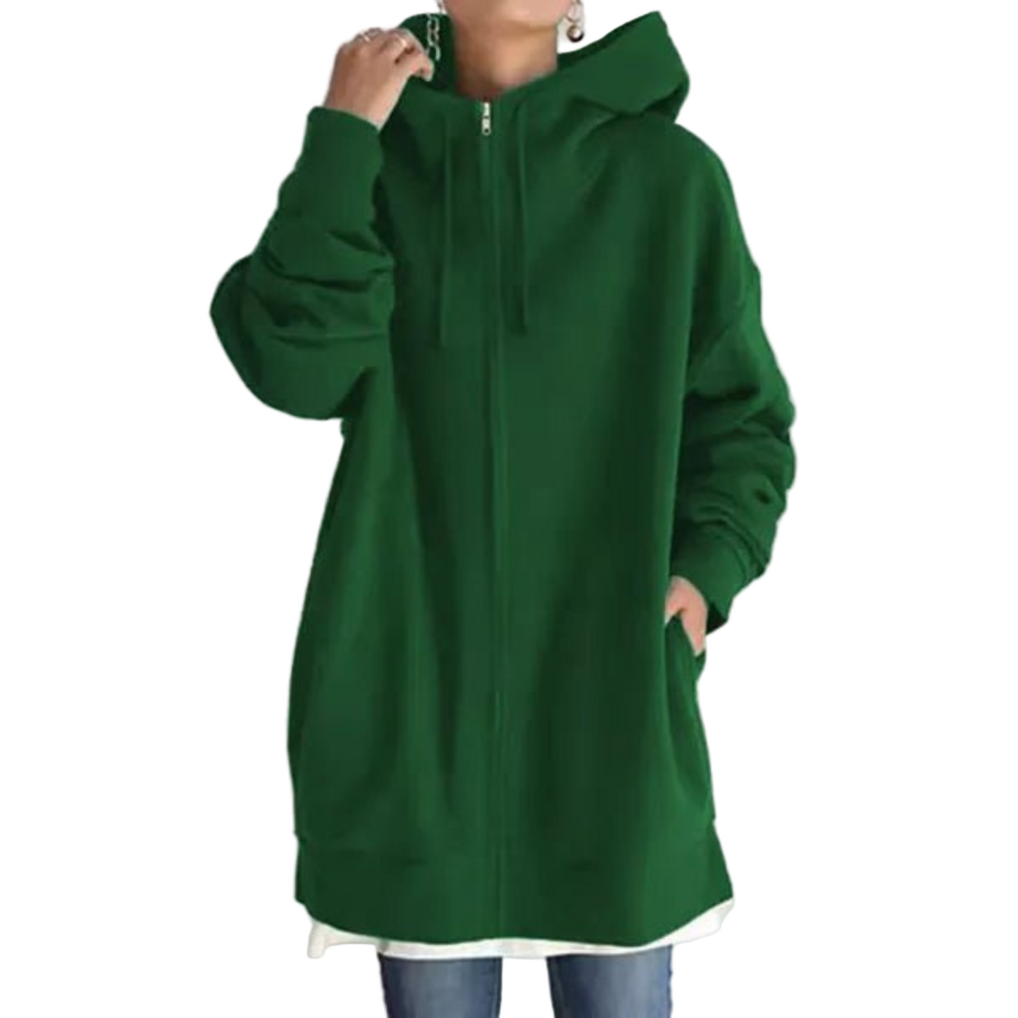Felpa con Cappuccio da Donna Oversize con Zip