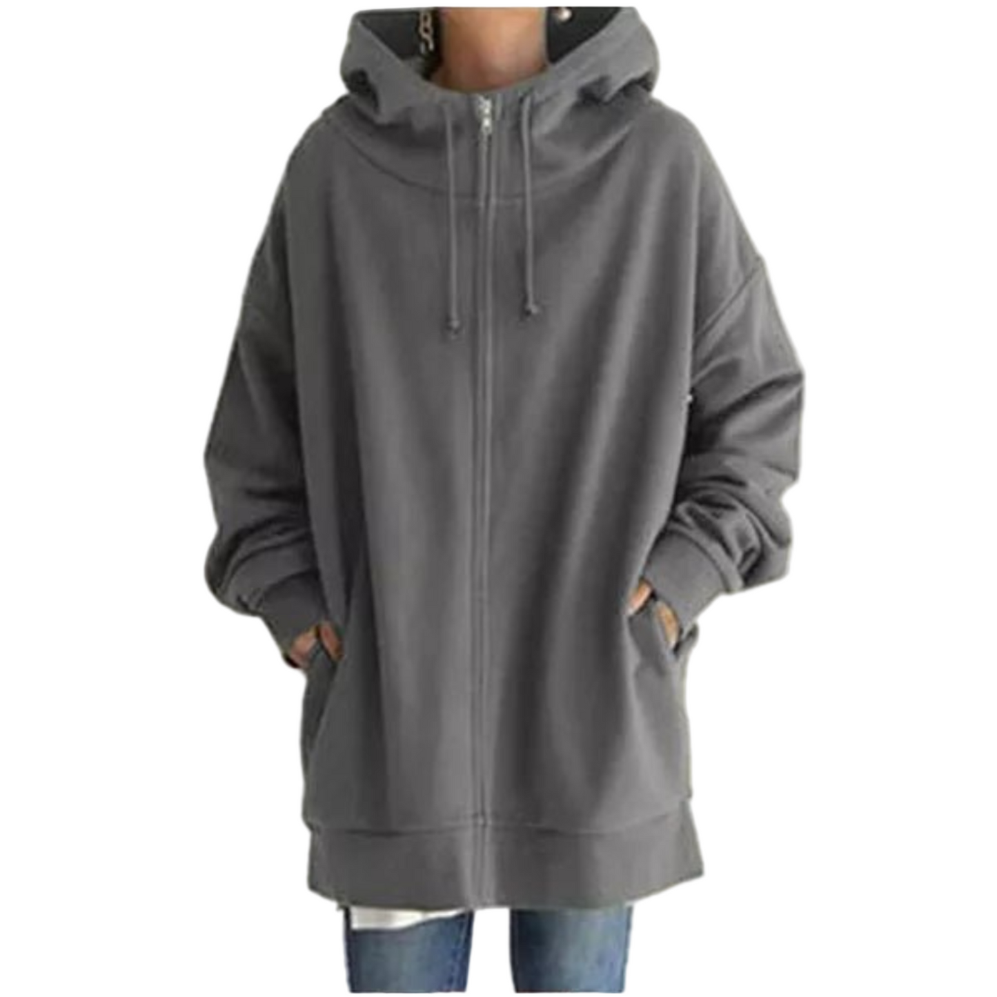Felpa con Cappuccio da Donna Oversize con Zip