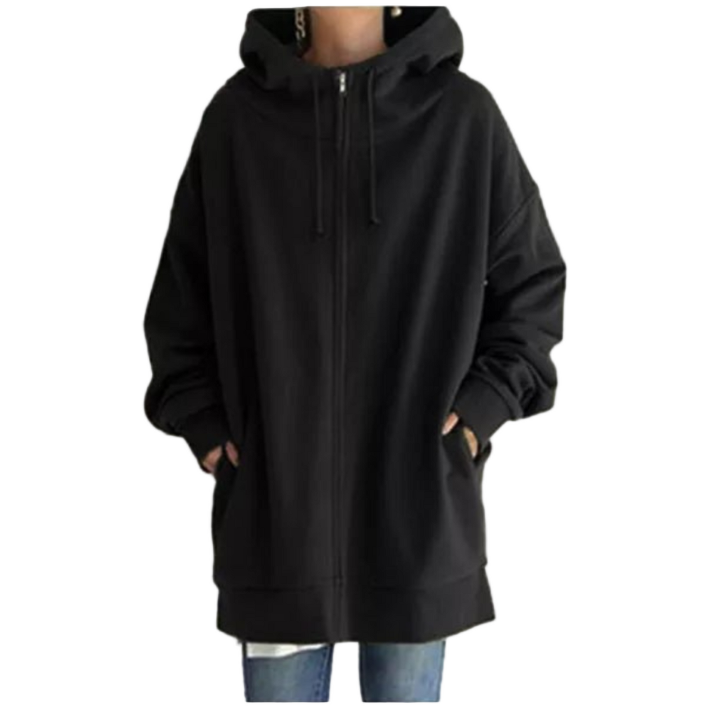 Felpa con Cappuccio da Donna Oversize con Zip