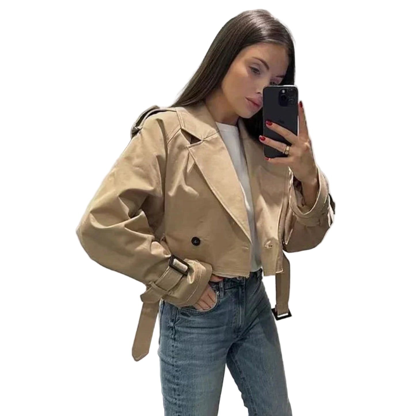 Cappotto Trench Corto da Donna Vestibilità Relaxed