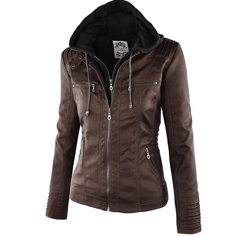 Giacca con Cappuccio da Donna in Ecopelle