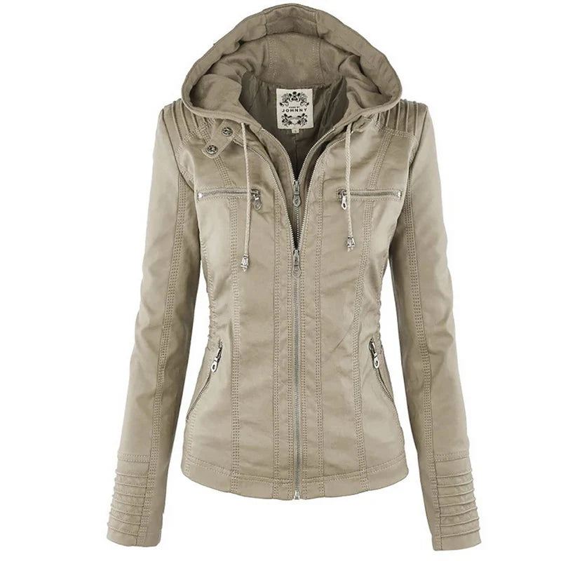Giacca con Cappuccio da Donna in Ecopelle