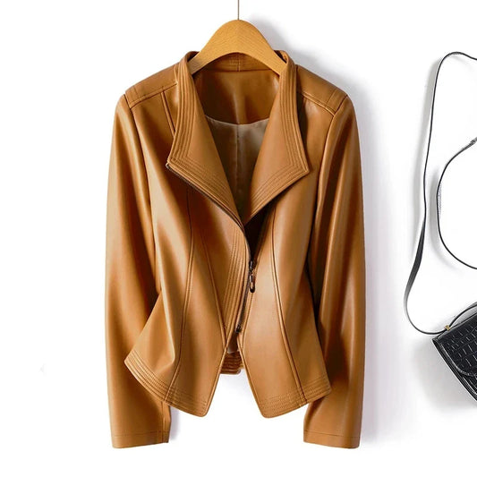 Giacca da donna in ecopelle con zip – Vestibilità slim casual