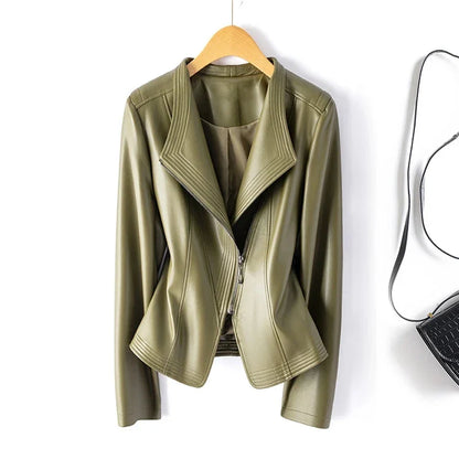 Giacca da donna in ecopelle con zip – Vestibilità slim casual