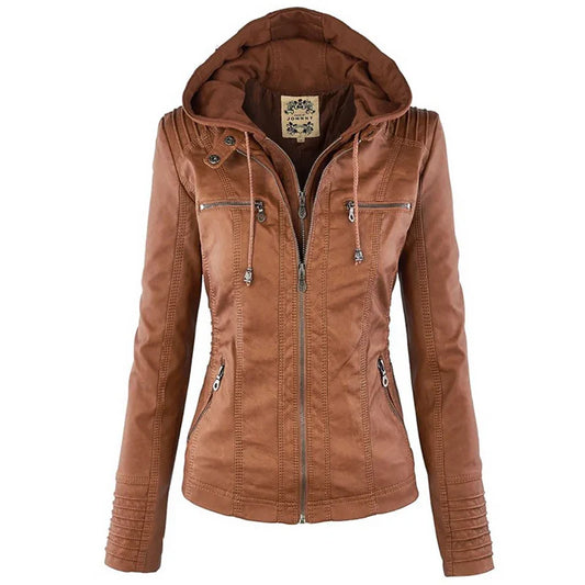 Giacca con Cappuccio da Donna in Ecopelle