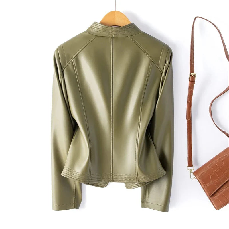Giacca da donna in ecopelle con zip – Vestibilità slim casual