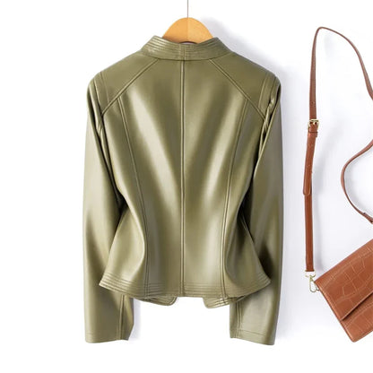 Giacca da donna in ecopelle con zip – Vestibilità slim casual
