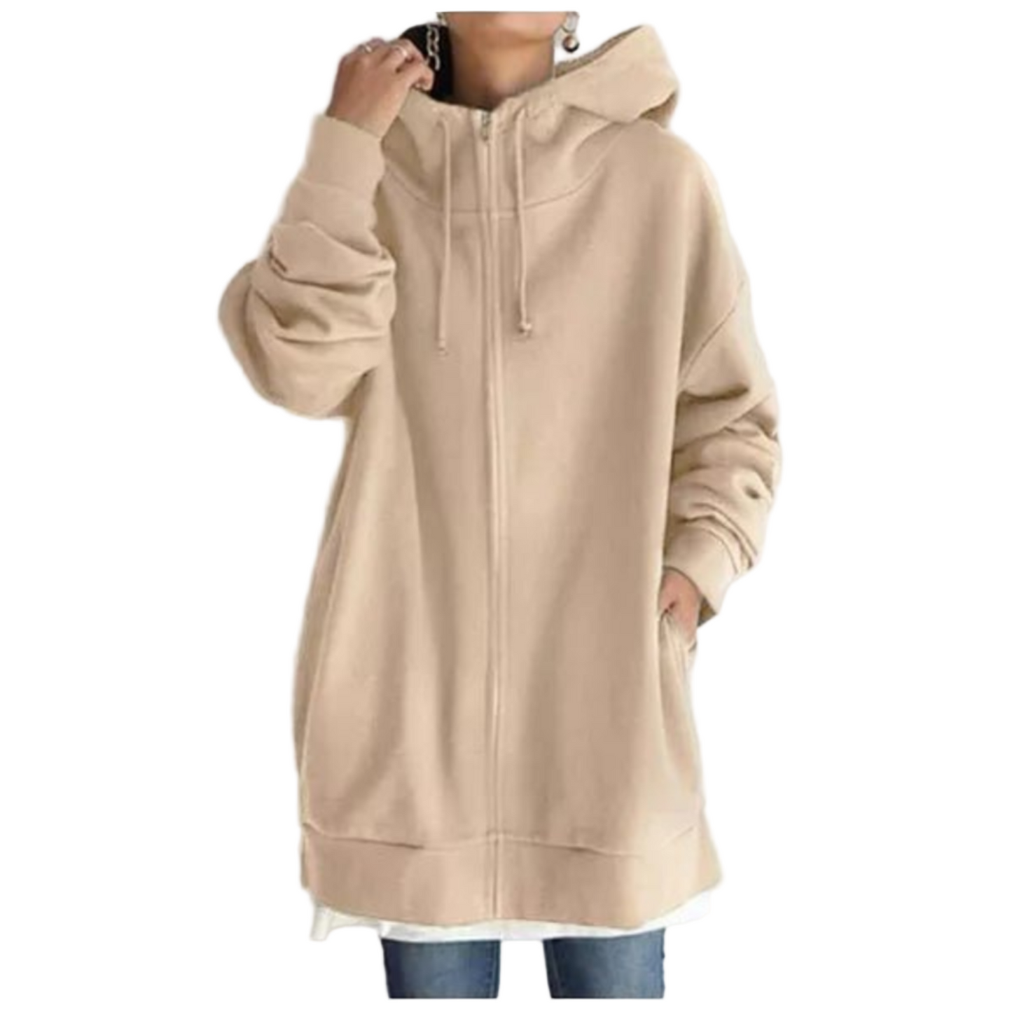 Felpa con Cappuccio da Donna Oversize con Zip