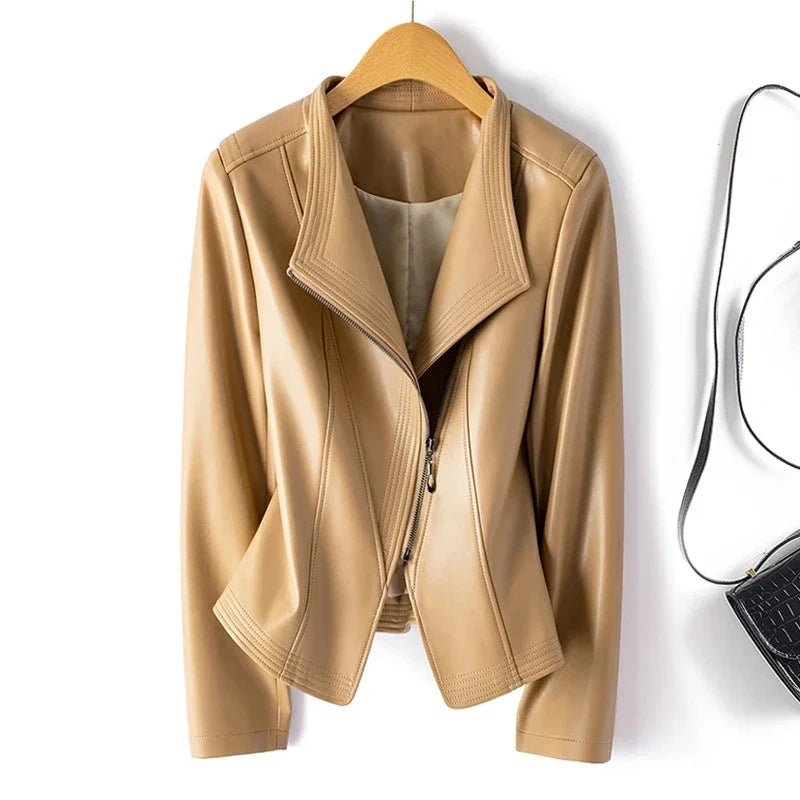 Giacca da donna in ecopelle con zip – Vestibilità slim casual