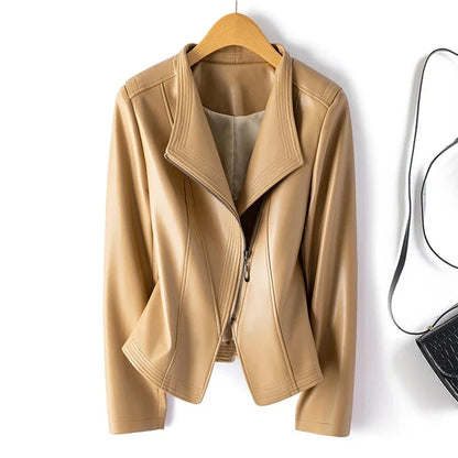 Giacca da donna in ecopelle con zip – Vestibilità slim casual
