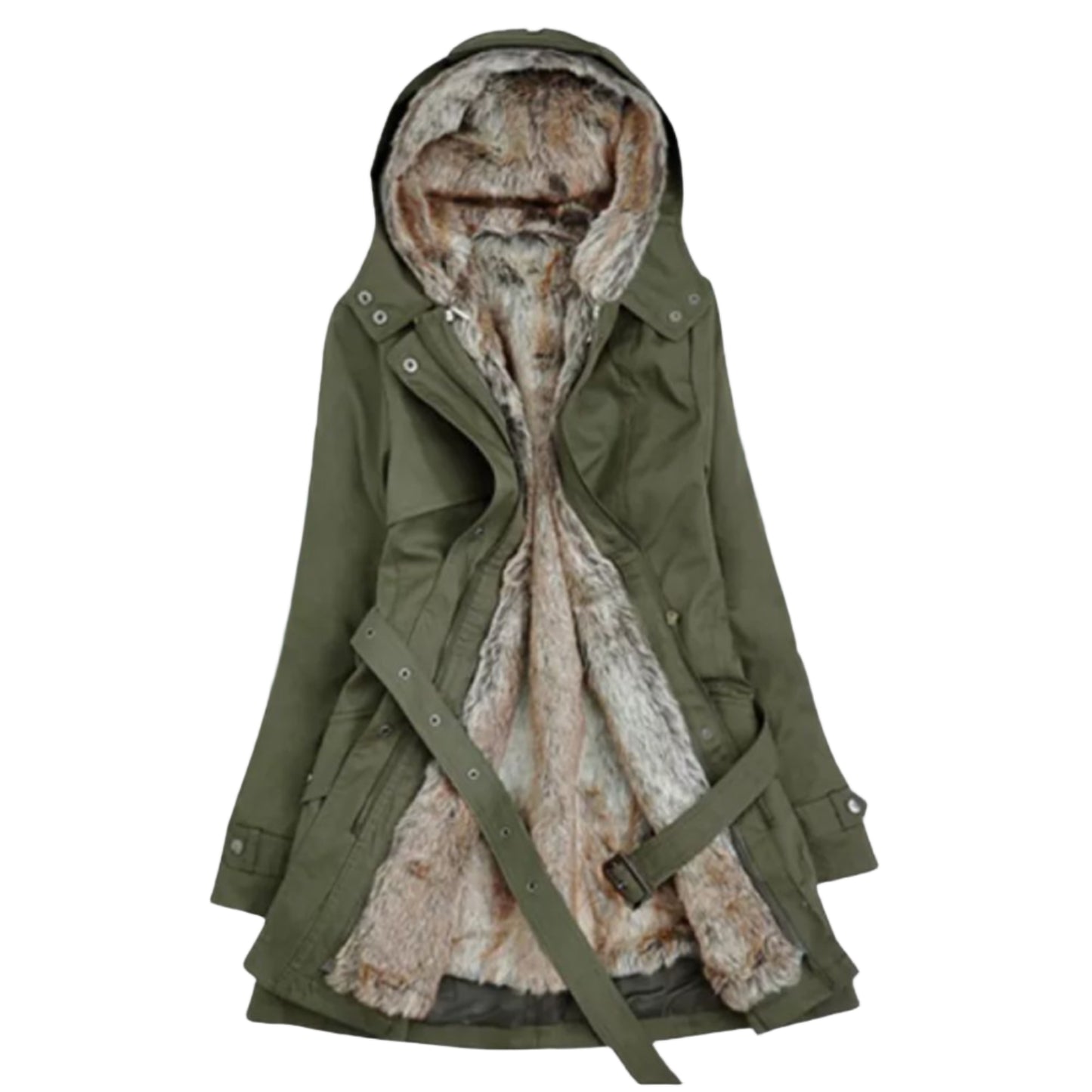 Giacca Parka Invernale da Donna con Cappuccio e Fodera in Pelliccia