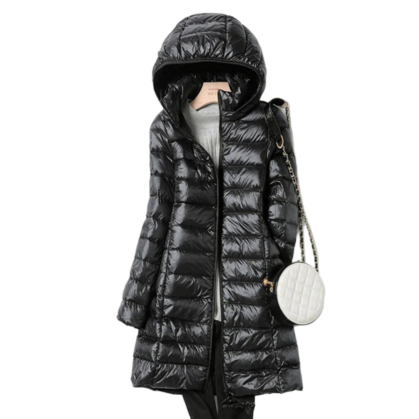 Piumino Lungo da Donna con Cappuccio