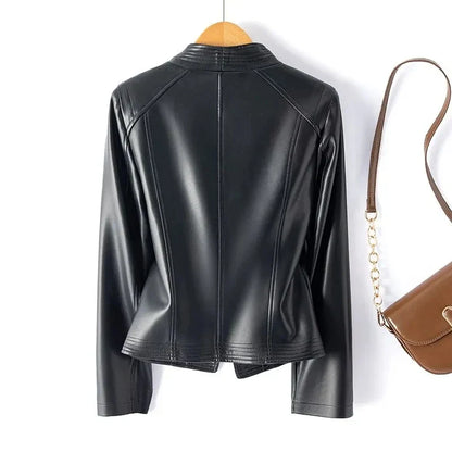 Giacca da donna in ecopelle con zip – Vestibilità slim casual