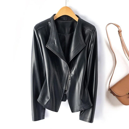 Giacca da donna in ecopelle con zip – Vestibilità slim casual