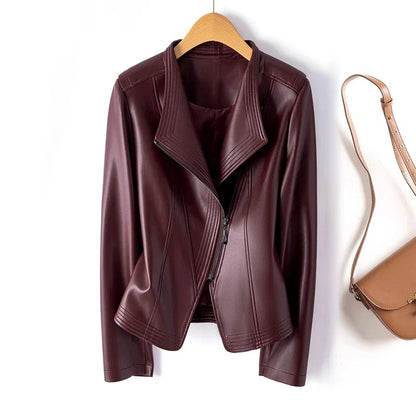 Giacca da donna in ecopelle con zip – Vestibilità slim casual