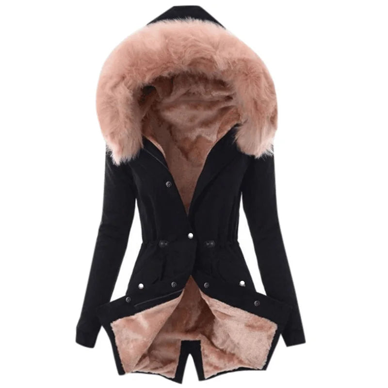 Parka da Donna - Cappuccio Foderato in Pelliccia Sintetica - Caldo e Isolato, Lunghezza Media
