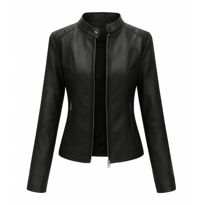 Giacca da Donna in Pelle con Collo alla Coreana
