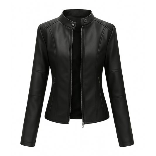 Giacca da Donna in Pelle con Collo alla Coreana